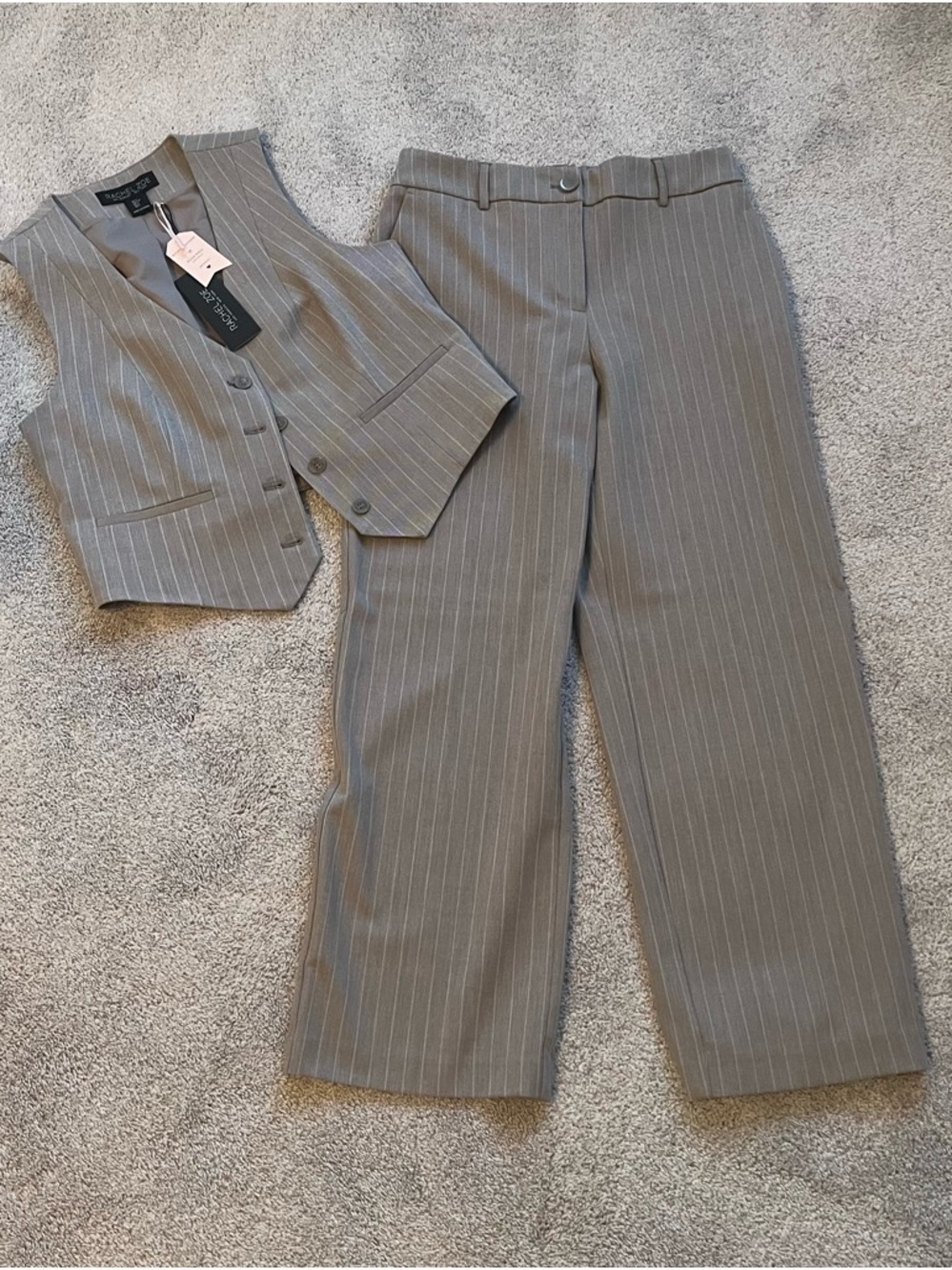 Rachel Zoe Gray Pinstripe Wide-Leg Trousers and matching Vest